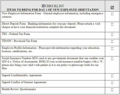 Employee Checklist